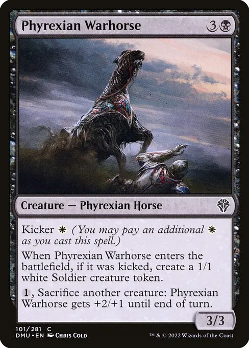 Phyrexian Warhorse — Dominaria United