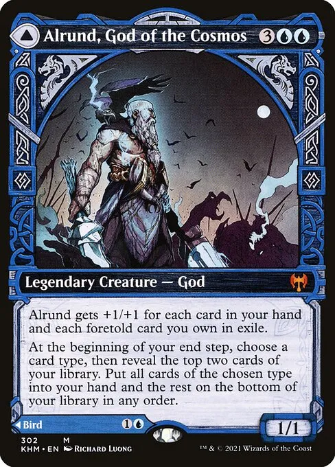 Alrund, God of the Cosmos // Hakka, Whispering Raven — Kaldheim