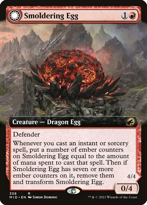 Smoldering Egg // Ashmouth Dragon — Innistrad: Midnight Hunt