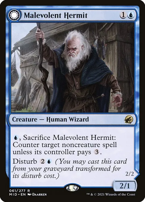 Malevolent Hermit // Benevolent Geist — Innistrad: Midnight Hunt