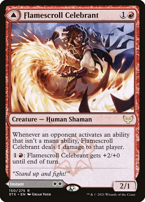 Flamescroll Celebrant // Revel in Silence — Strixhaven: School of Mages