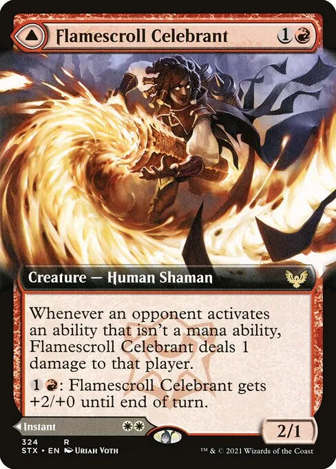 Flamescroll Celebrant // Revel in Silence — Strixhaven: School of Mages
