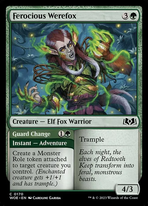 Ferocious Werefox // Guard Change — Wilds of Eldraine